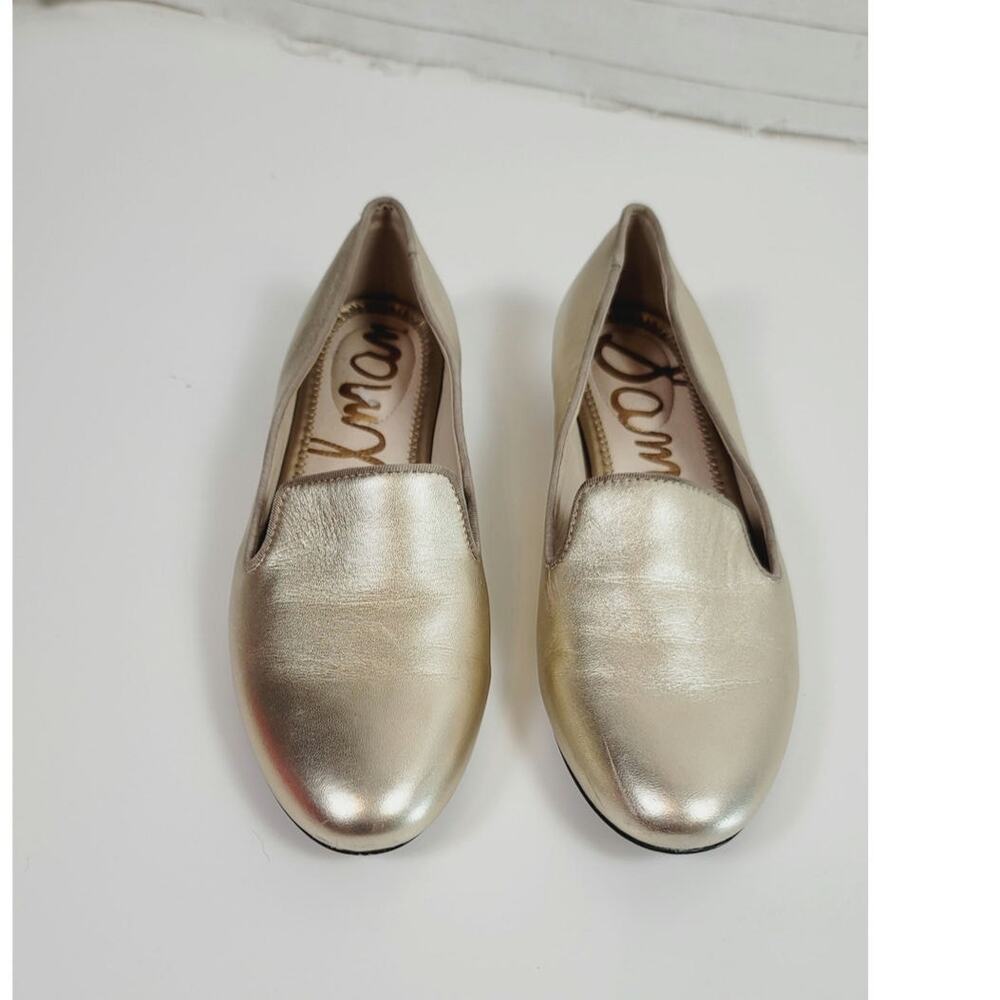 Sam Edelman Jordy Loafer in Molten Gold Leather, sz 7.5